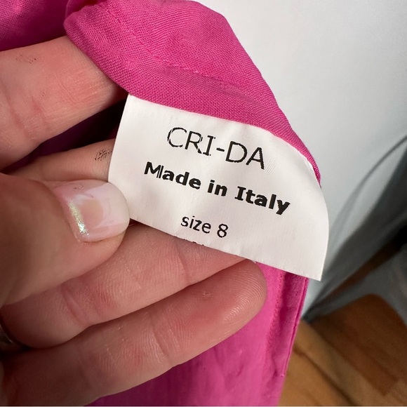 CRIDA | Milano Women's Pink Busseto Blouson-Sleeve Swiss Dot Dress Size 8 - Picture 9 of 12